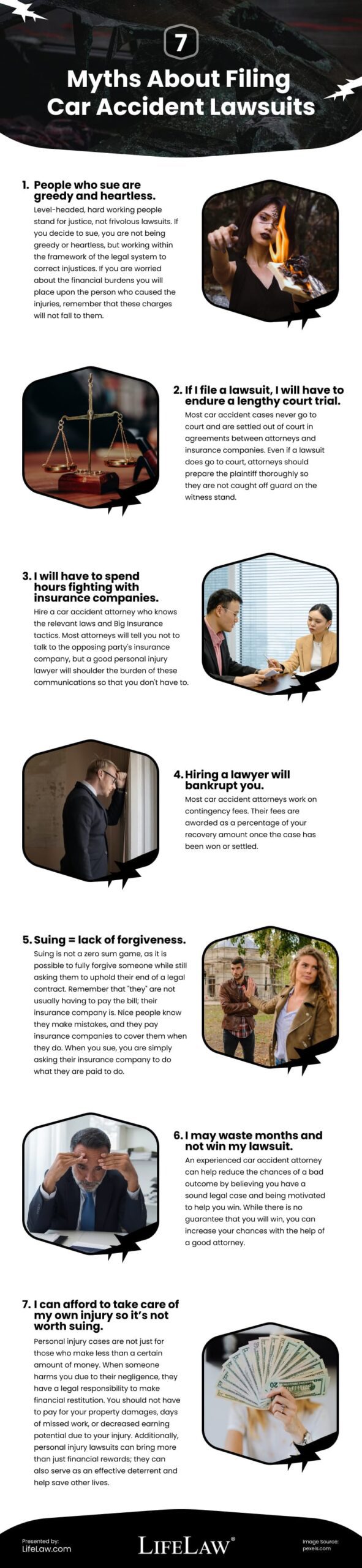 7 Myths About Filing Car Accident Lawsuits Infographic